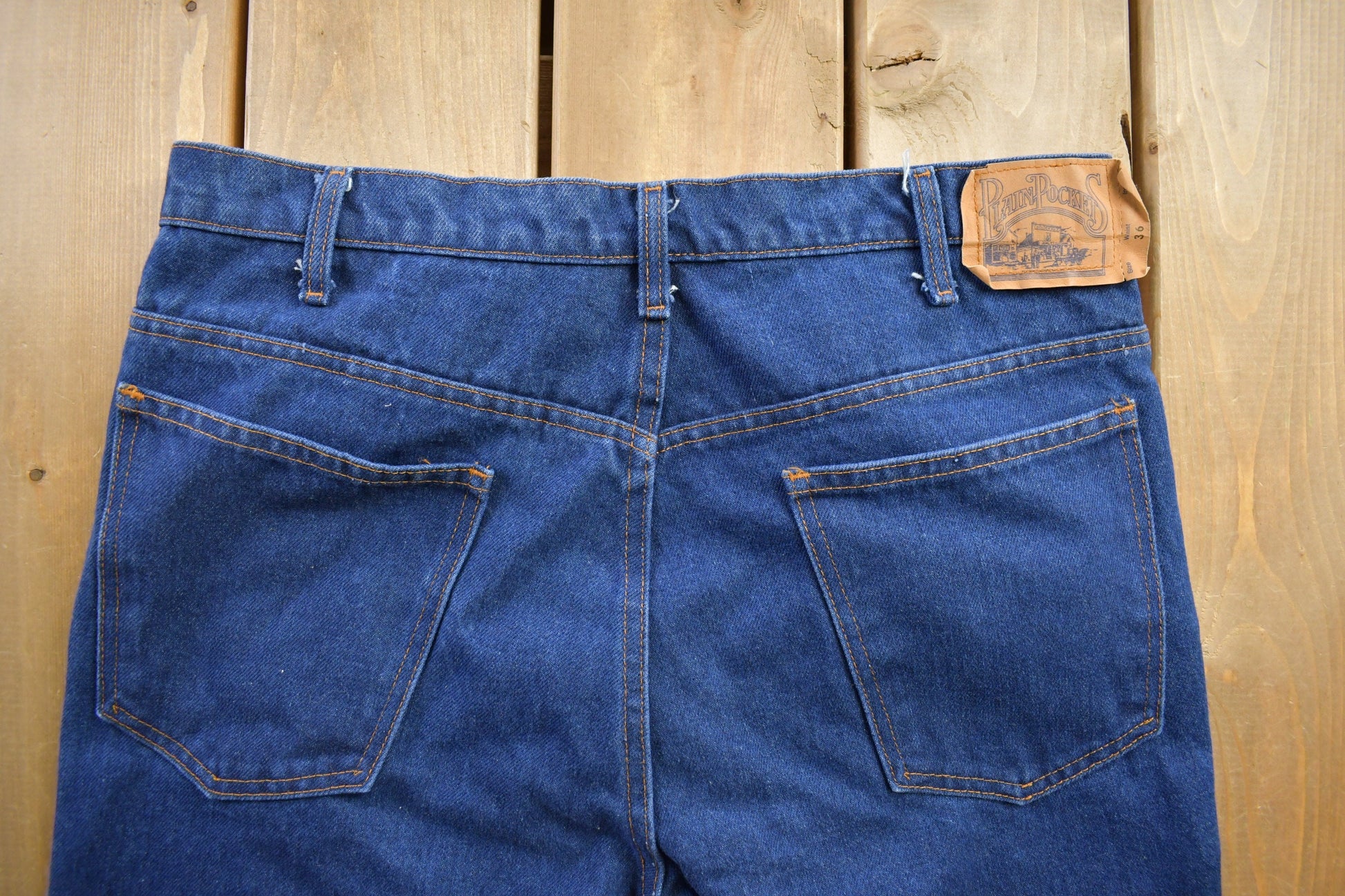 Vintage 1970s 'Plain Pockets' Denim Jeans Size 34x29