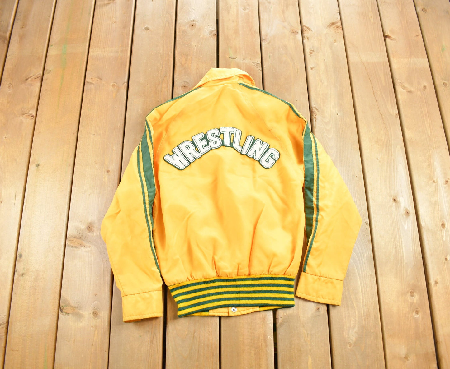 Vintage 1980s Chiminade Wrestling Jacket / Snap Button / Streetwear / Patchwork / Made In Canada/ Embroidered