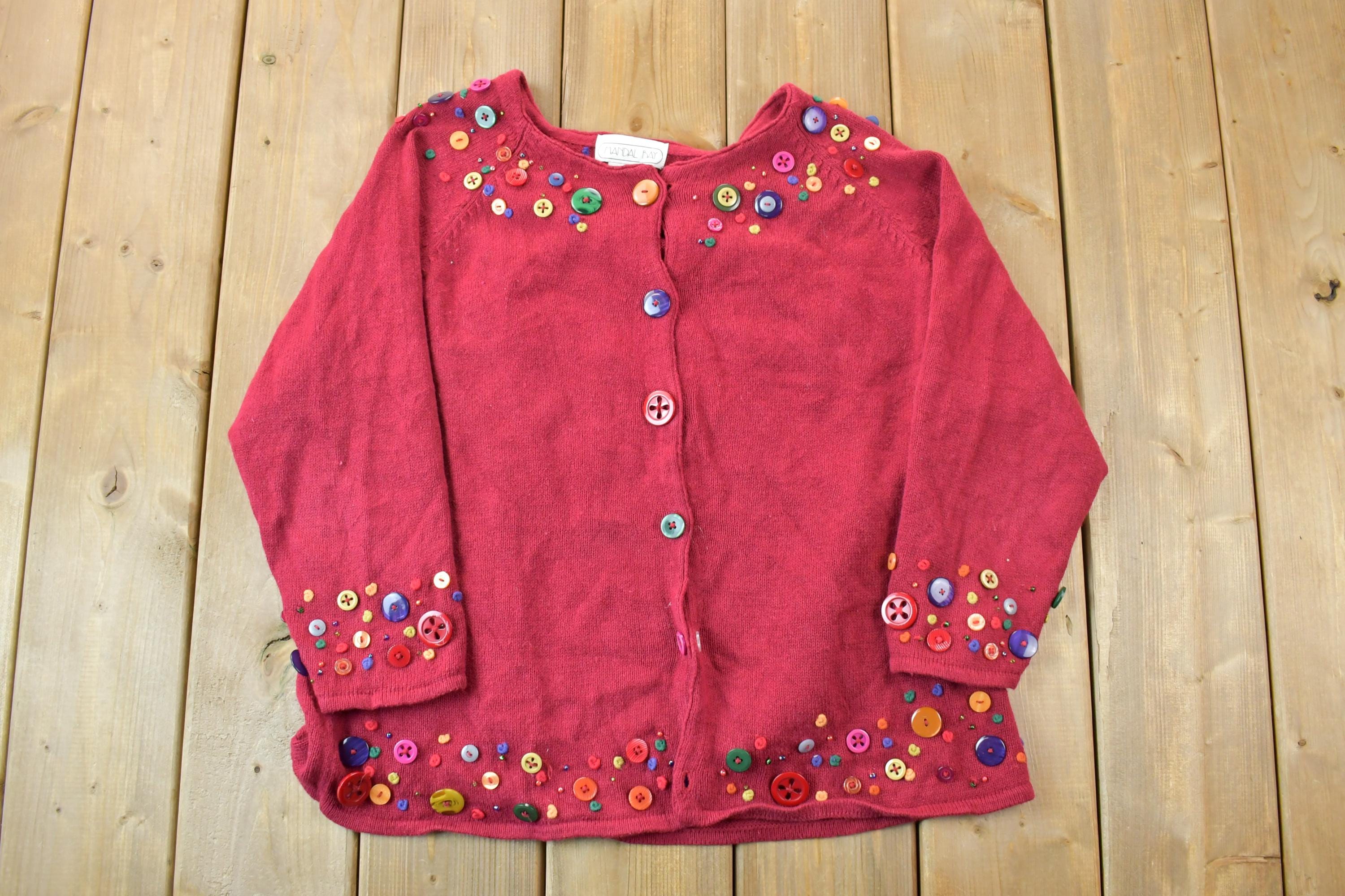 Vintage 1990s Mandal Bay Knit Button Up Christmas Sweater