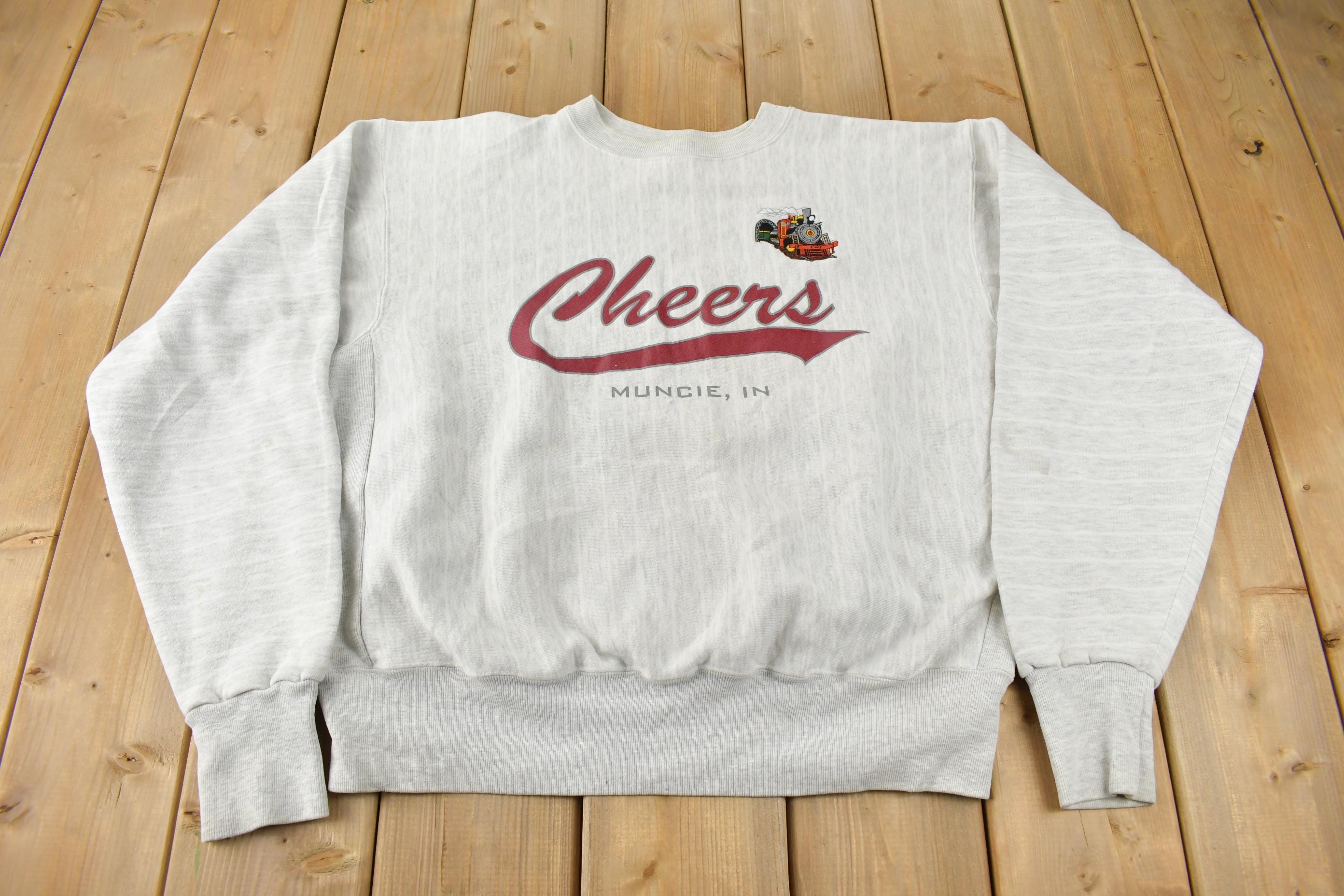 Vintage 1990s Cheers Muncie IN Souvenir Crewneck Sweatshirt Made In USA Size Large