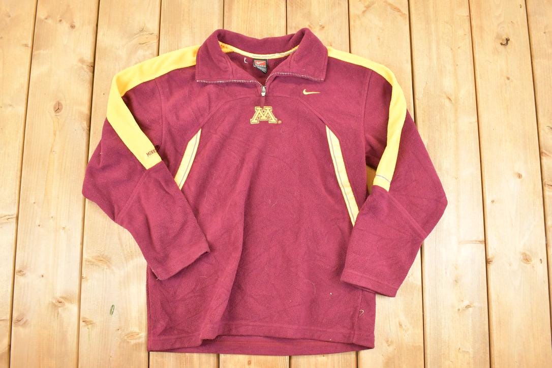 Vintage 1990s Nike Minnesota University Quarter Zip Fleece Outdoorsman Sweater Men's M