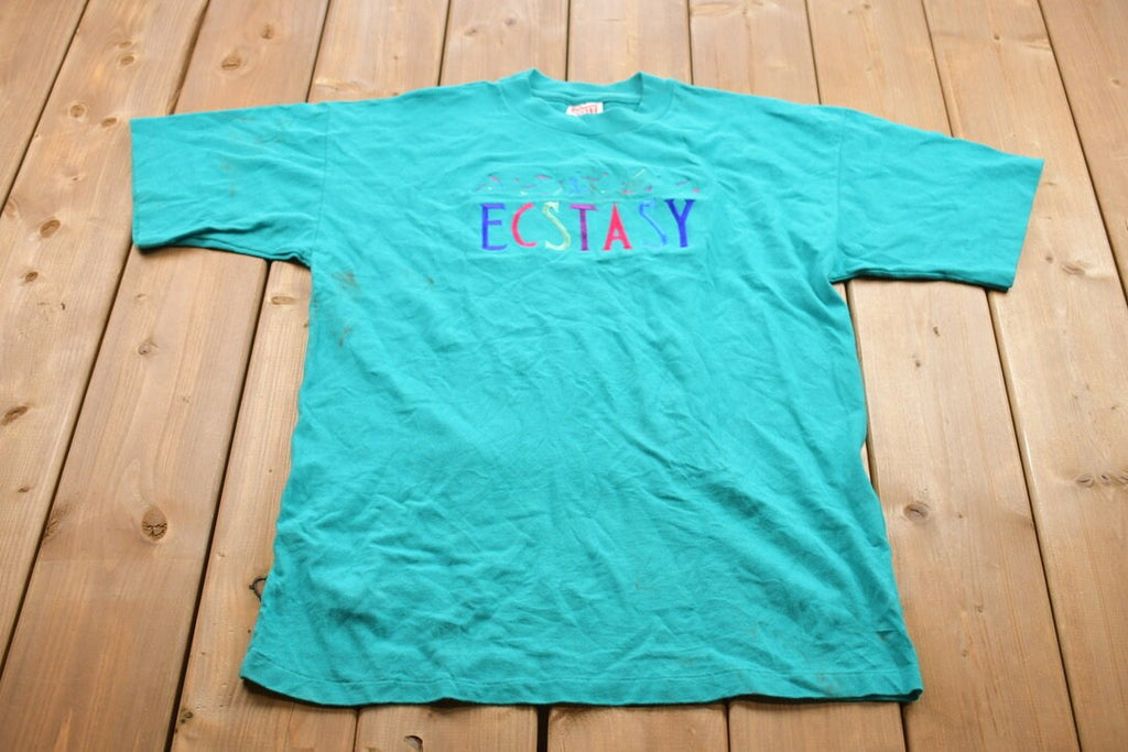 Vintage 1990s Embroidered Hefty Ecstasy Rave Graphic T-Shirt