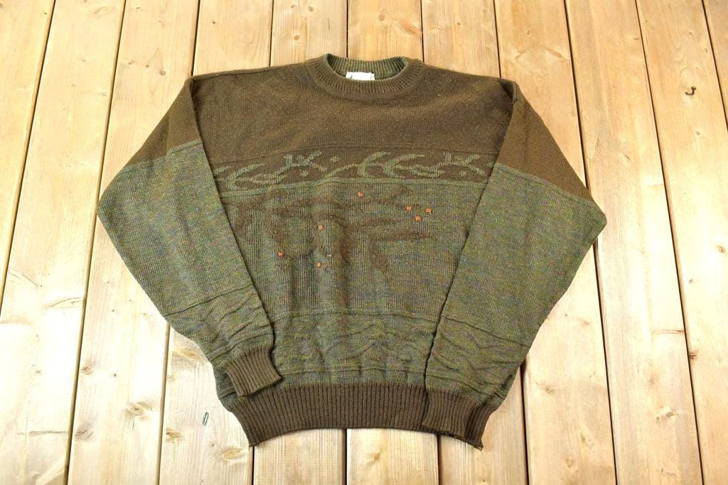 Vintage 1980s London Fog Abstract Tree Knit Crewneck Sweater