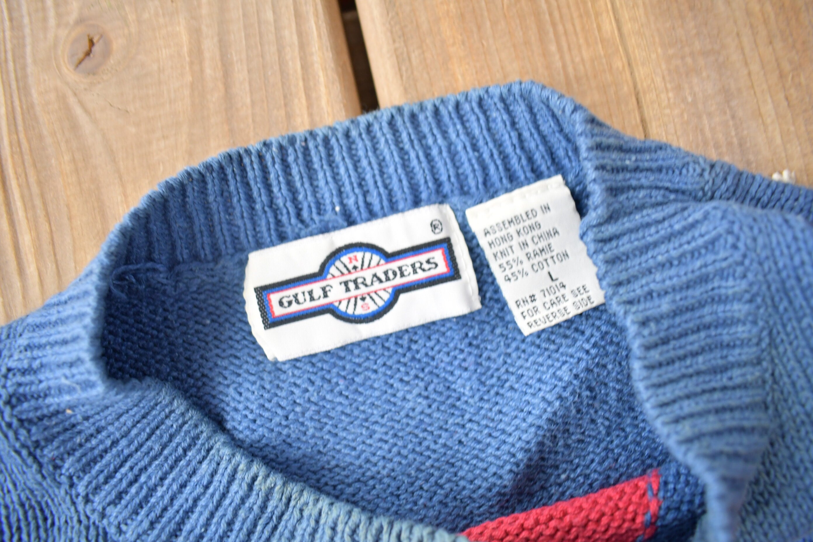 Vintage 1990s Gulf Traders Argyle Knit Crewneck Sweater