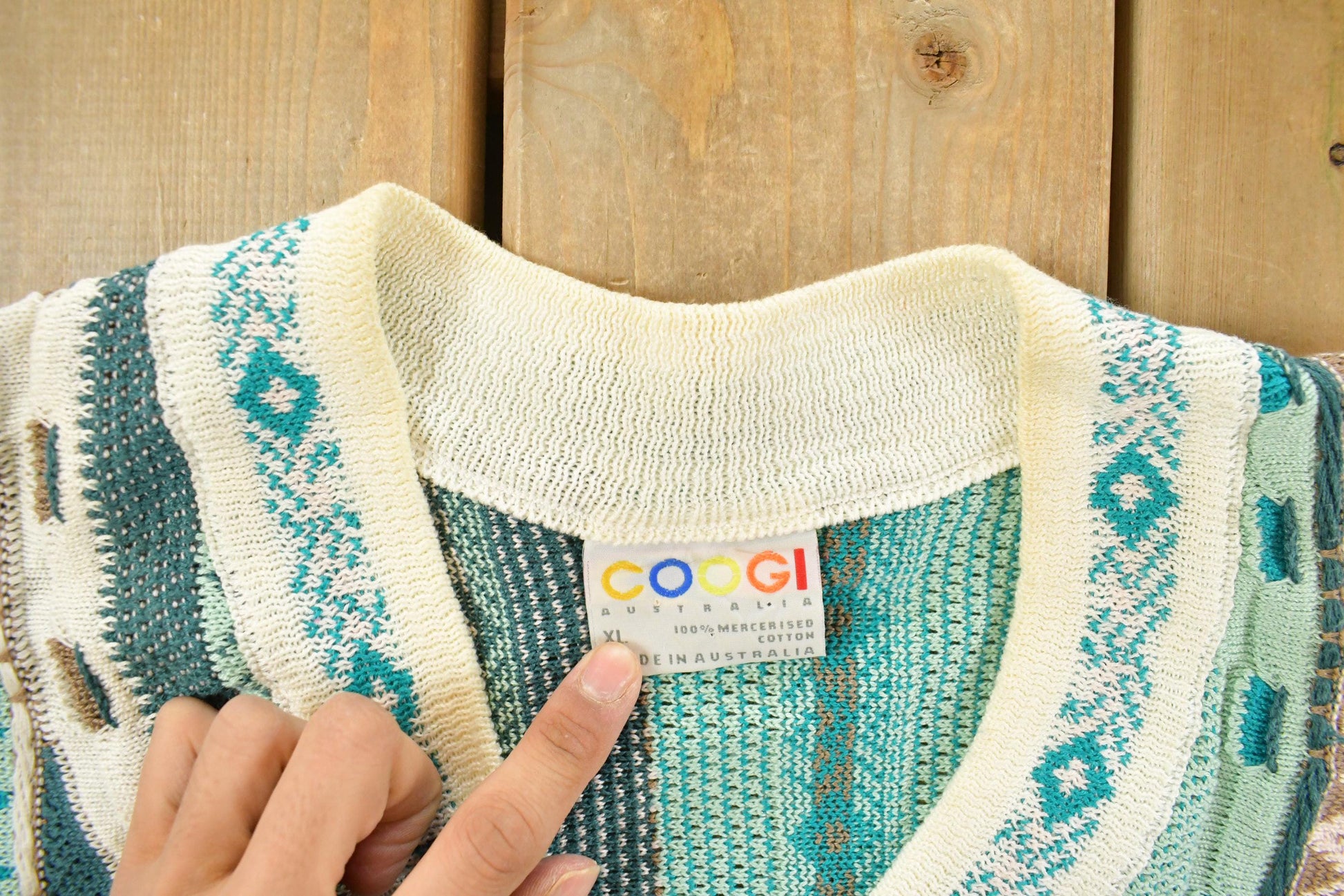 Vintage 1990s Coogi 3D Knit Abstract V Neck Sweater Men's XL