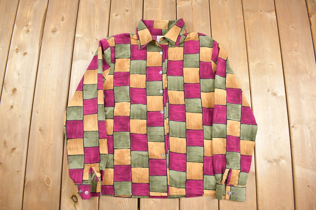 Vintage 1990s Liz Baker Polyester Button Up Shirt
