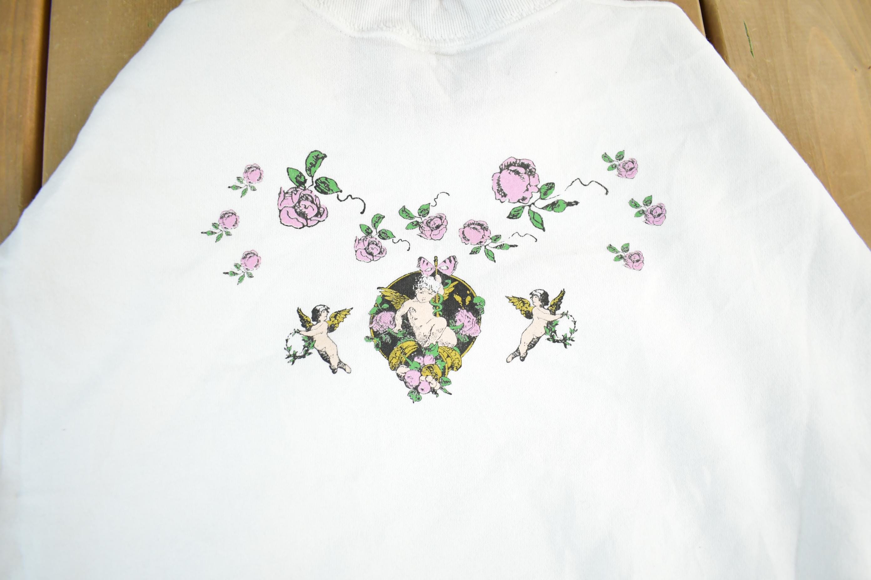 Vintage 90s Angels Crewneck Sweatshirt: Pastel Collar, Adult Large