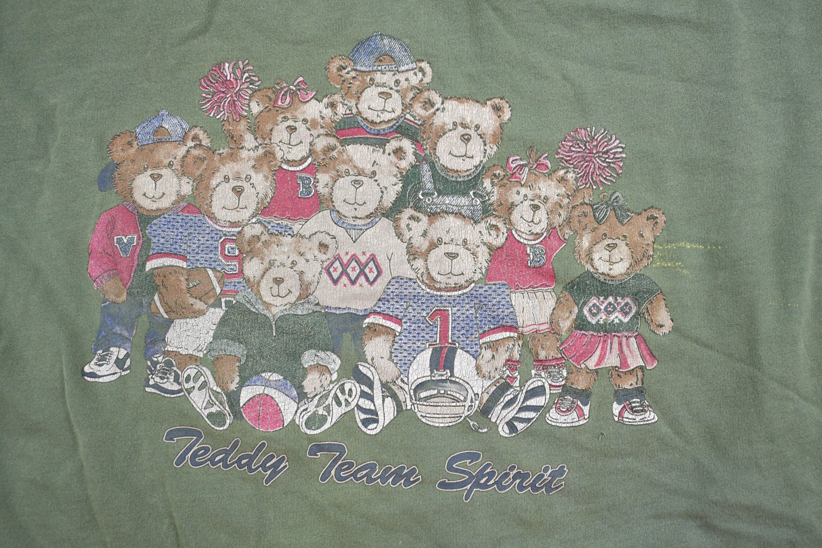 Vintage 1990s Chic Teddy Bear Sports Theme Crewneck Sweater