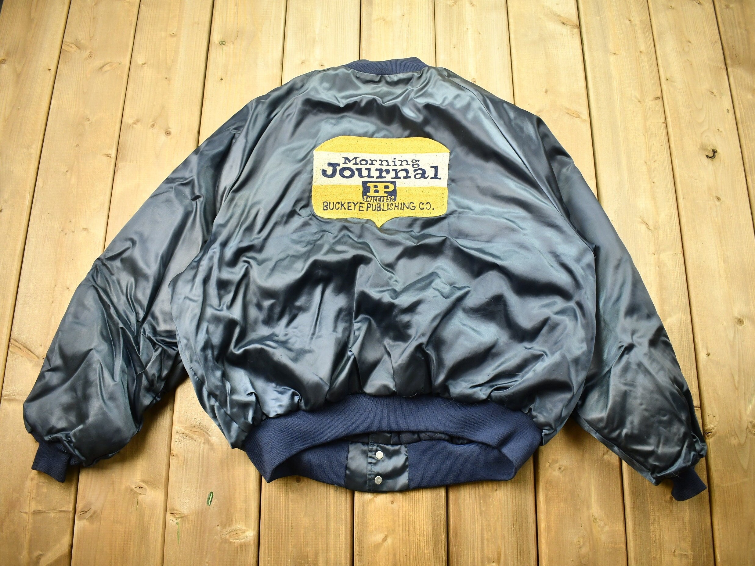 Vintage 1980s Morning Journal Buckeye Publishing Satin Bomber Jacket