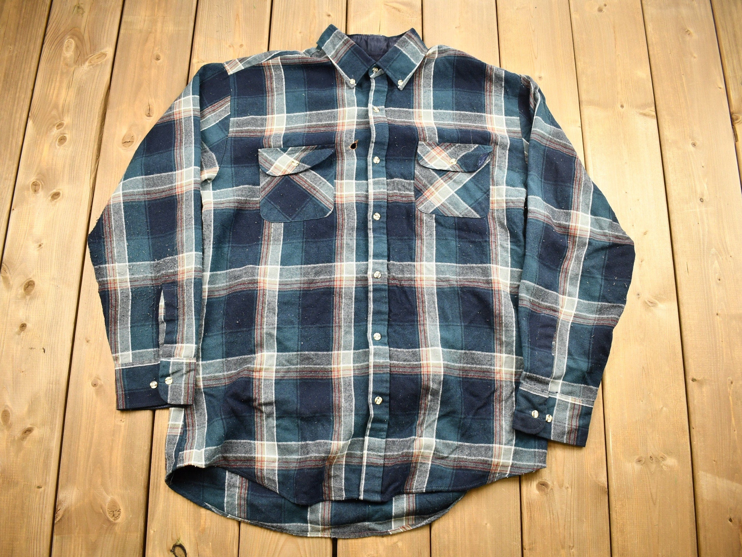Vintage 1990s Bay Waters Plaid Button Up Shirt