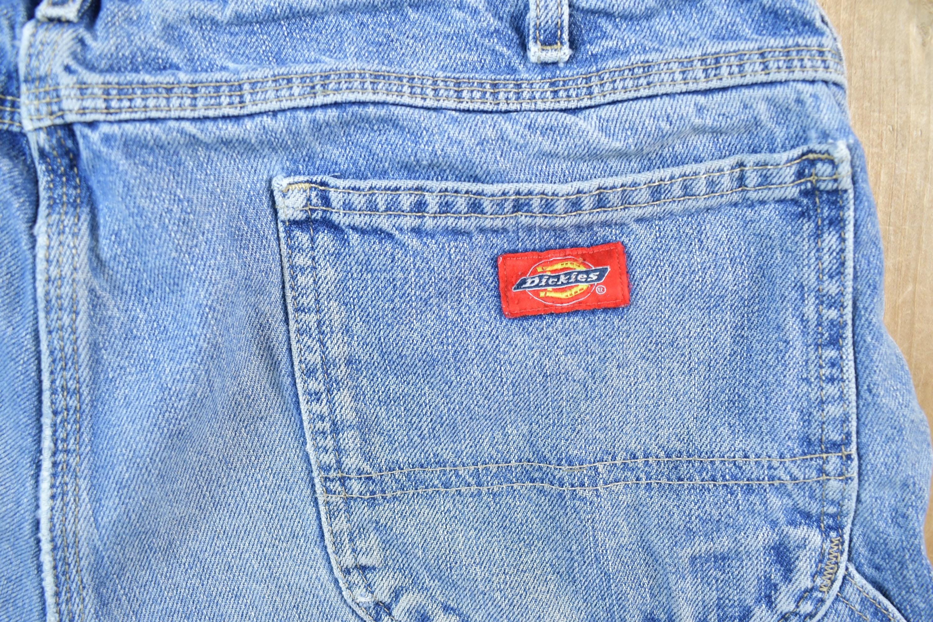 Vintage 1990s Dickies Denim Jean Shorts Size 36 x 9  90s Shorts  Streetwear Fashion  Bottoms  Light Wash  Vintage Jeans