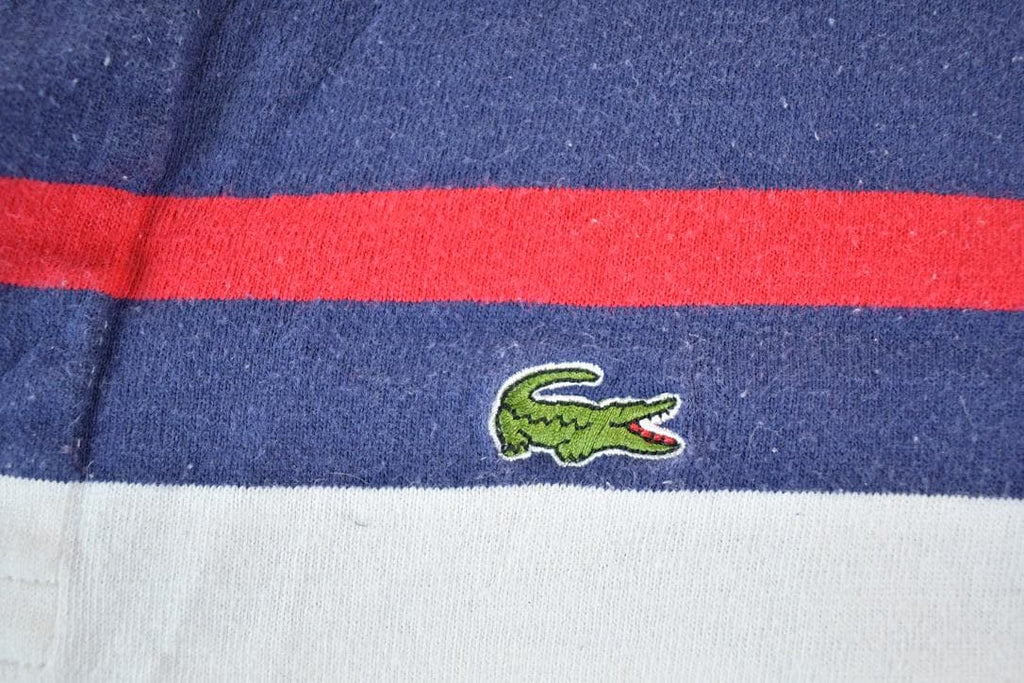 Vintage 1980s Izod Lacoste Rugby Style Quarter Button Up Striped Shirt