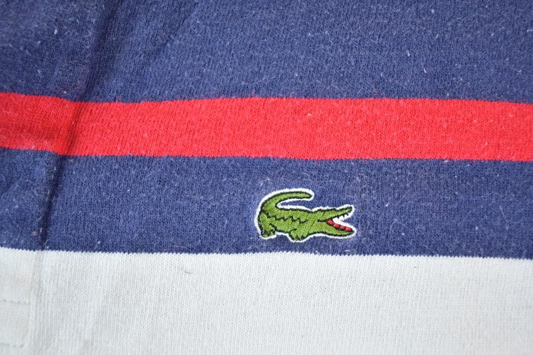 Vintage 1980s Izod Lacoste Rugby Style Quarter Button Up Striped Shirt