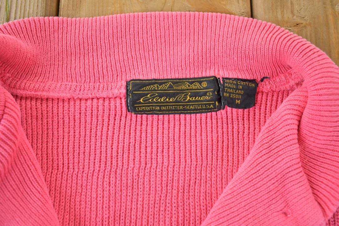Vintage 1990s Eddie Bauer Knit Abstract Pattern Collared Crewneck Sweater