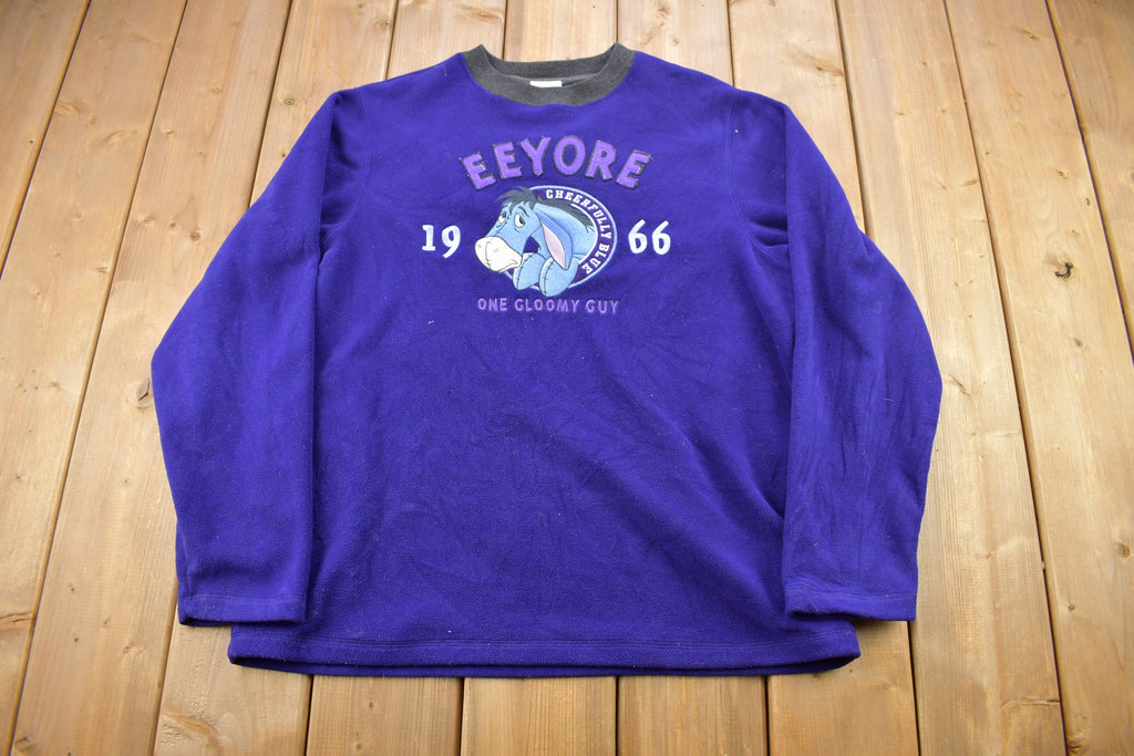 Vintage 1990s Disney Eeyore Winnie The Pooh Fleece Crewneck  Vintage Sweatshirt  Vintage Disney  Embroidered