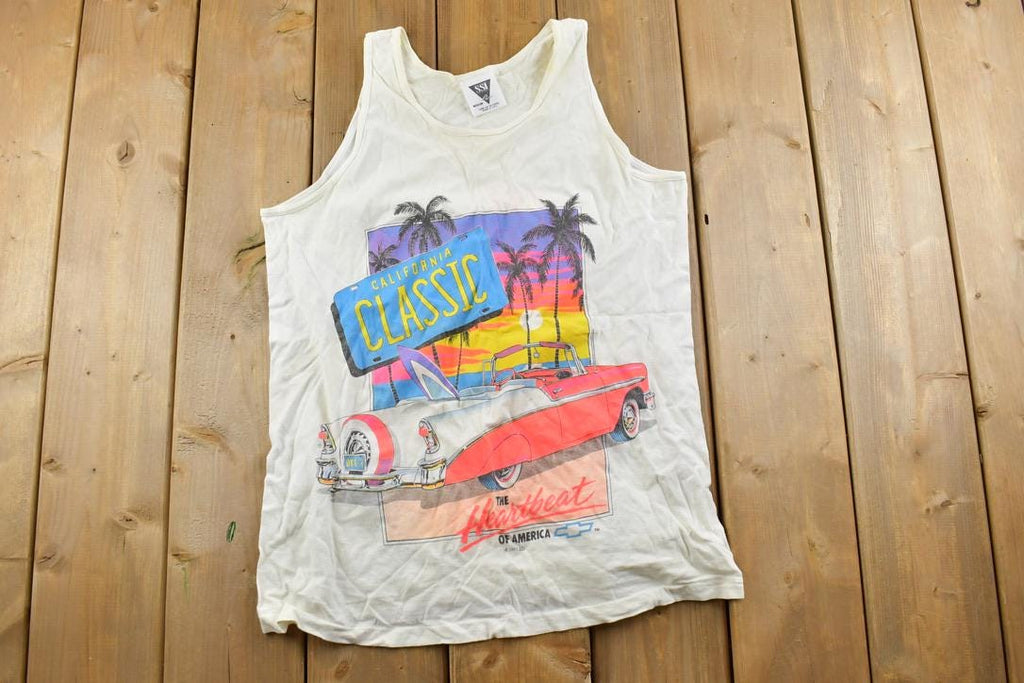 Vintage 1991 Chevrolet Heartbeat Of America Neon California Surfing Graphic Tank top