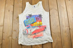 Vintage 1991 Chevrolet Heartbeat Of America Neon California Surfing Graphic Tank top