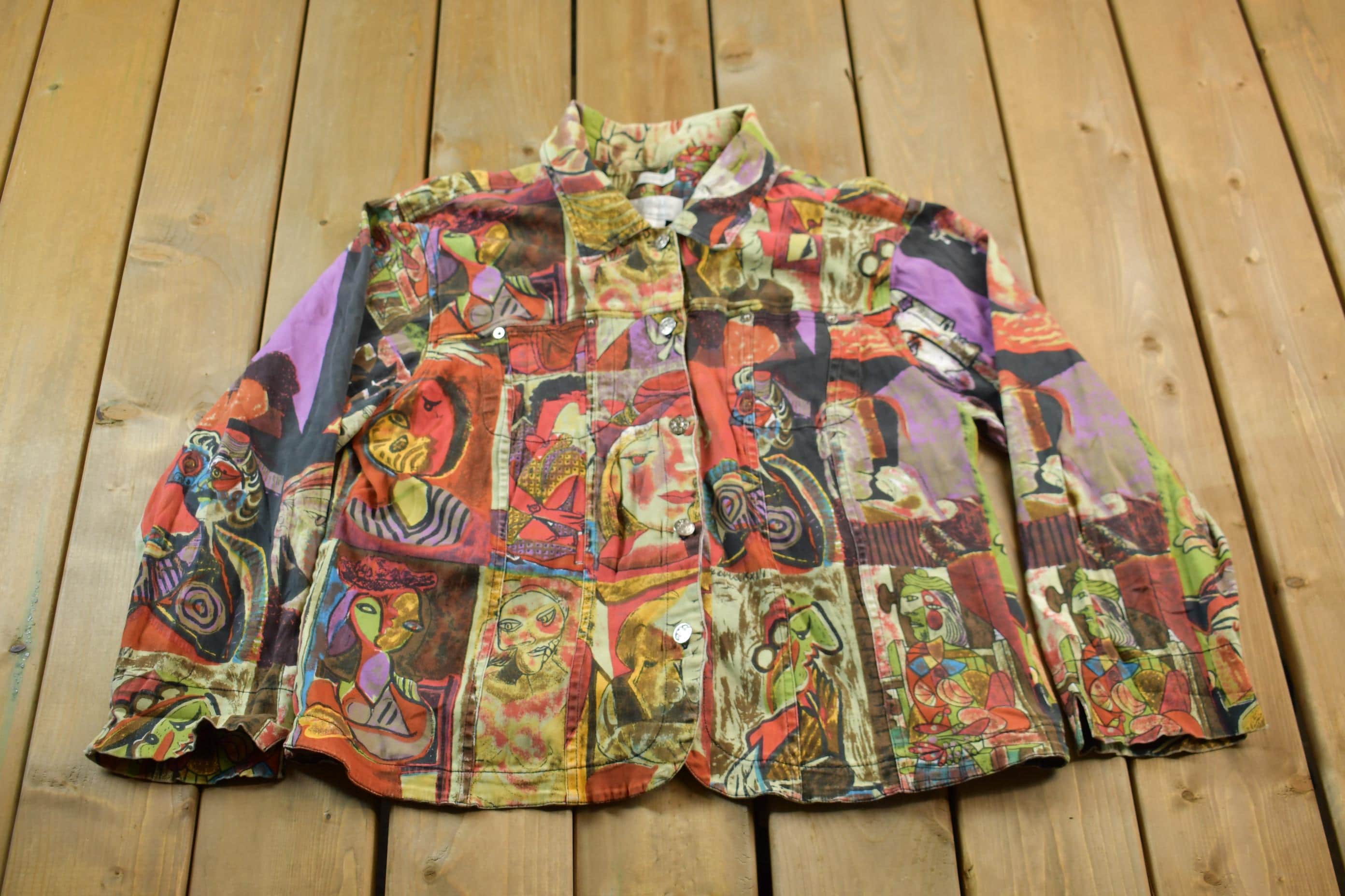 Vintage 1990s Pablo Picasso All Over Print Twill Jacket