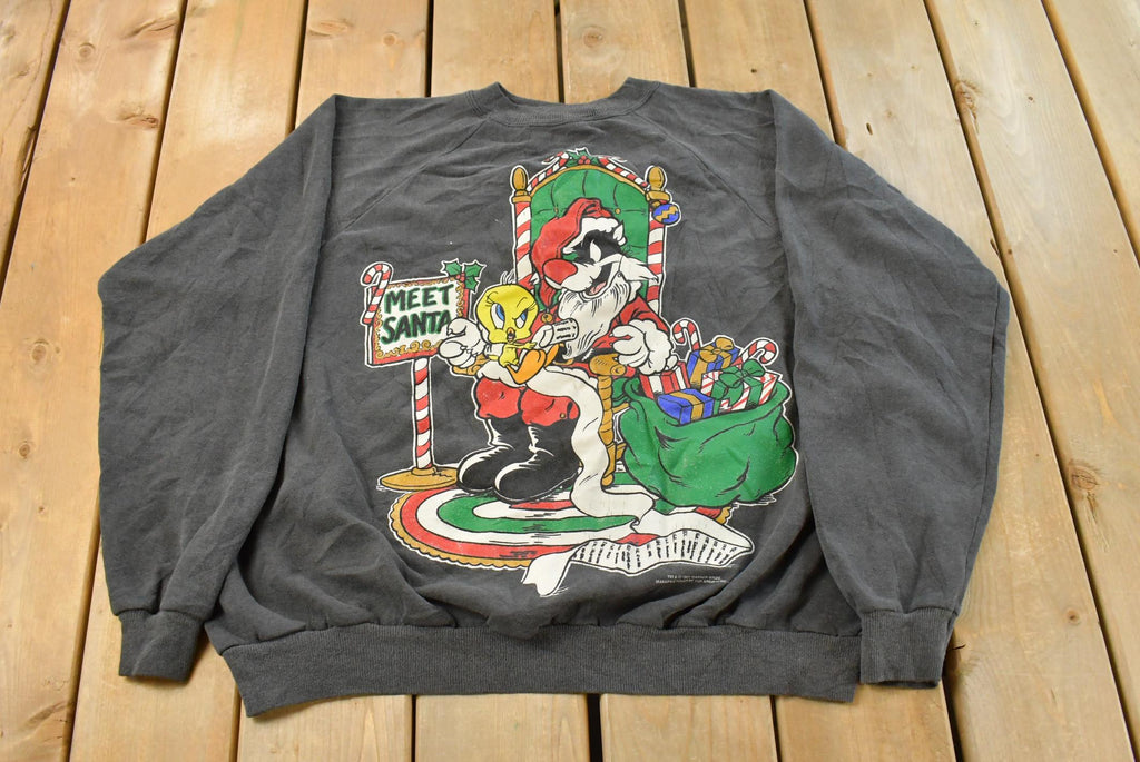 Vintage 1990s Looney Tunes Christmas Crewneck Sweatshirt Men's L / Vintage Sweatshirt / Warner Bros / 90s Cartoon Sweater / Tweety Bird
