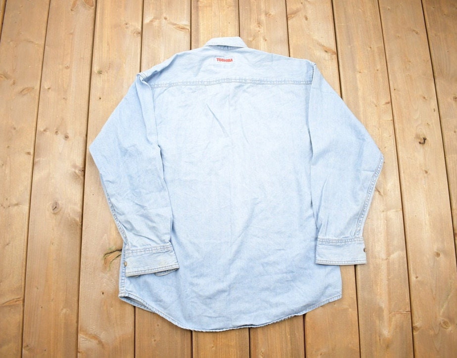Vintage 1990s Toshiba Teamwork Denim Button Up Shirt
