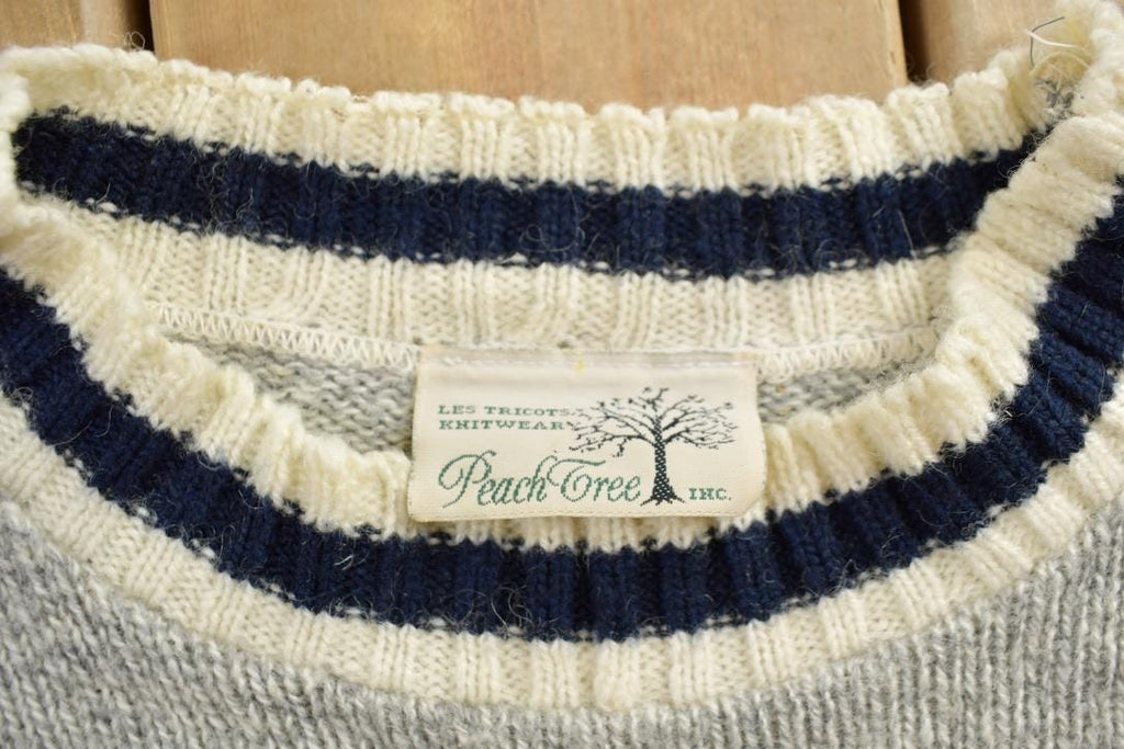 Vintage 1990s Peach Tree Neutral Striped Knit Sweater