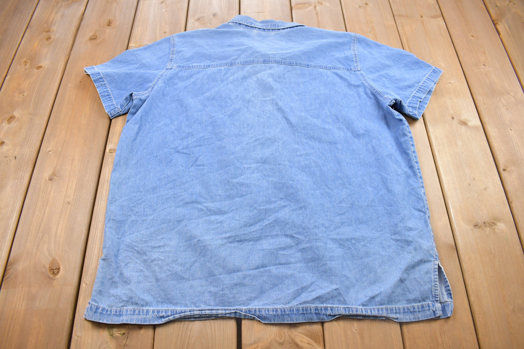 Vintage 1990s Bobbie Brooks Denim Floral Button Up Shirt