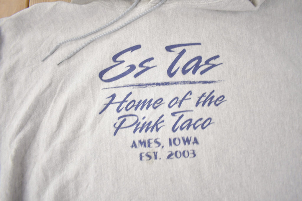 Vintage 2003 Es Tas home Of The Pink Taco Ames Iowa Champion Reverse Weave Hoodie
