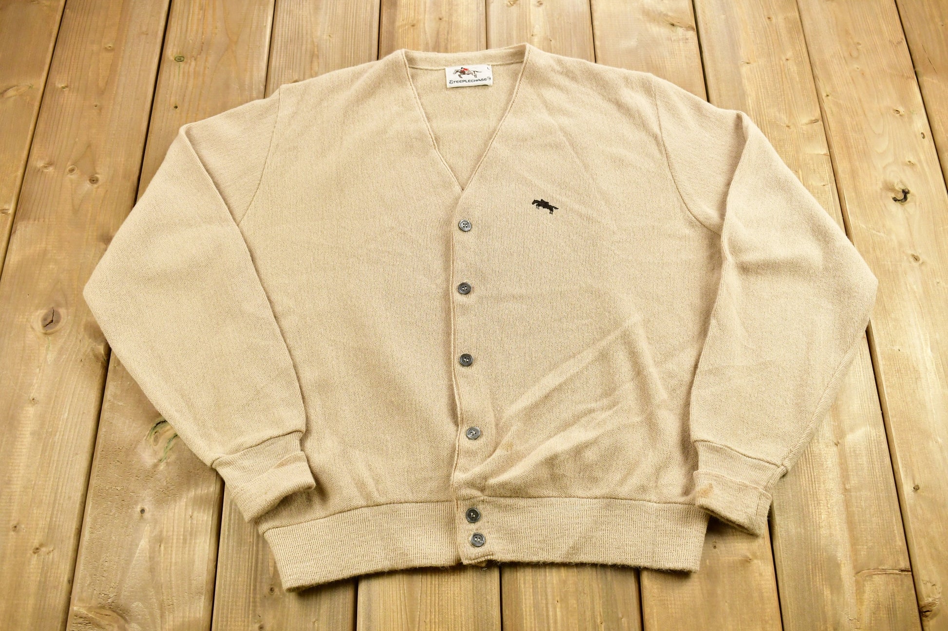 Vintage 1970s Steeple Chase Knitted Cardigan Sweater