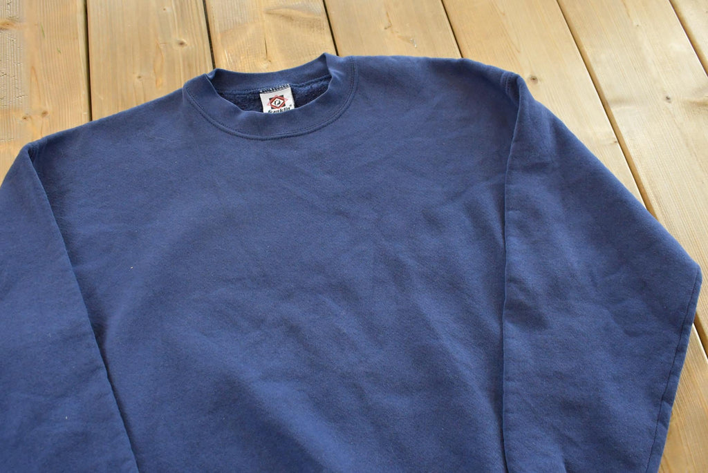 Vintage 1990s Navy Franklin Sports Blank Crewneck Sweatshirt Mens M / 90s Crewneck / Essential / Streetwear / 90s Blank / Athleisure
