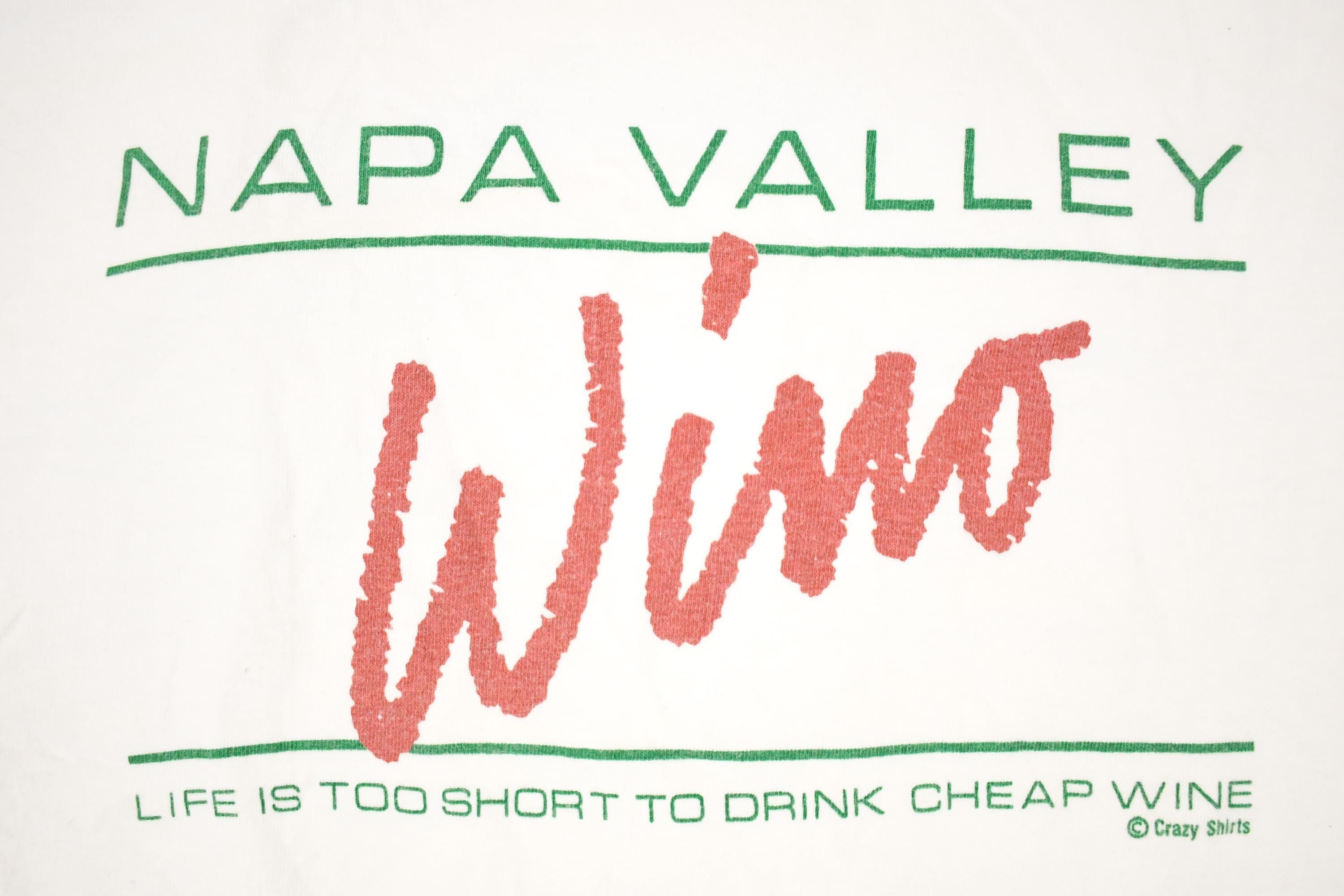 Vintage 1990s Crazy Shirt Napa Valley Wino Souvenir Travel T-Shirt Men's L