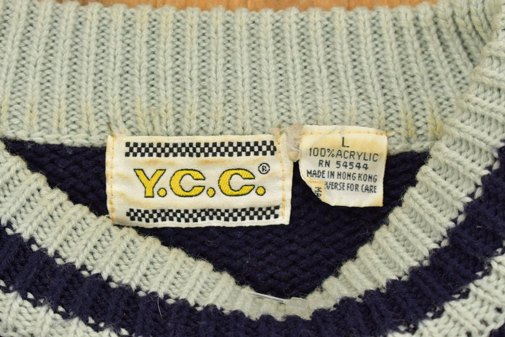 Vintage 1990s Y.C.C. Football Knit Crewneck Sweatshirt