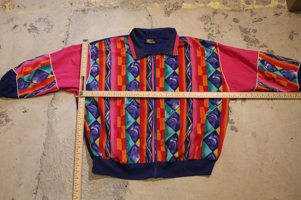 Vintage 1990s Silver Threads All Over Print Windbreaker