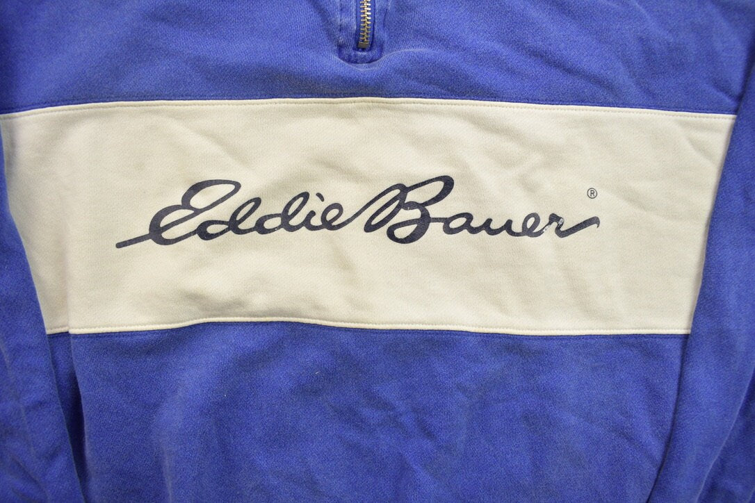 Vintage 1990s Eddie Bauer Ebtek Quarter Zip Sweatshirt  90s Quarter Zip  Streetwear  Embroidered