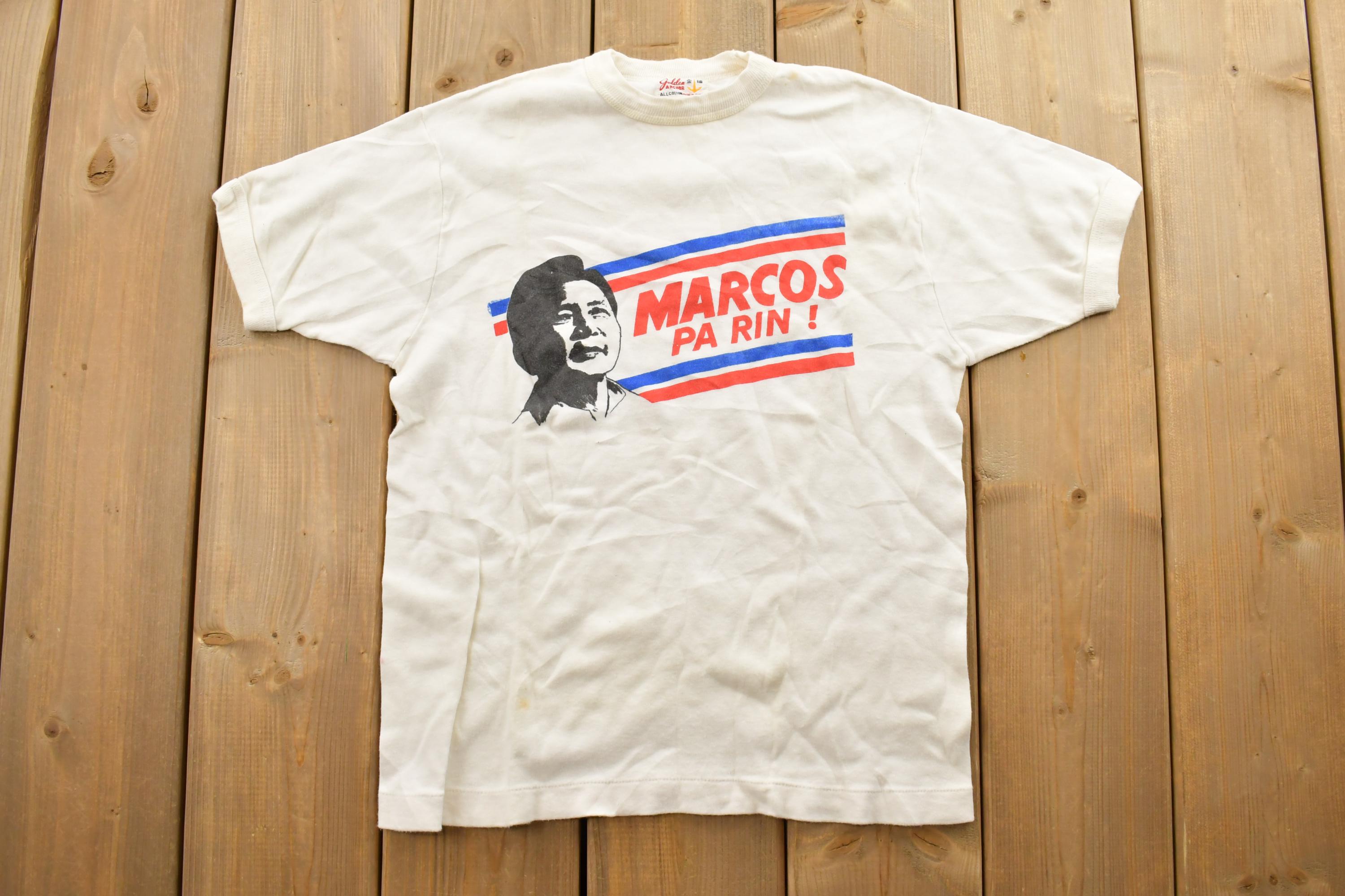 Vintage 1970s Golden Anchor Marcos Pa Rin Graphic T-Shirt