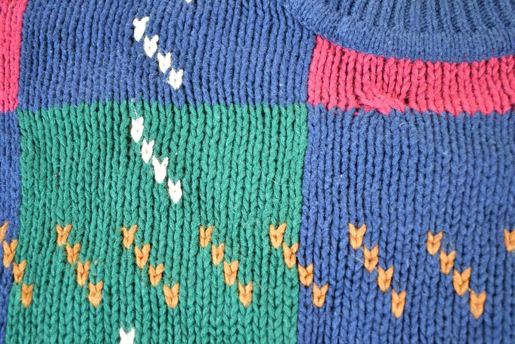 Vintage 1990s St John's Bay Cable Knit Abstract Pattern Crewneck Sweater Mens L