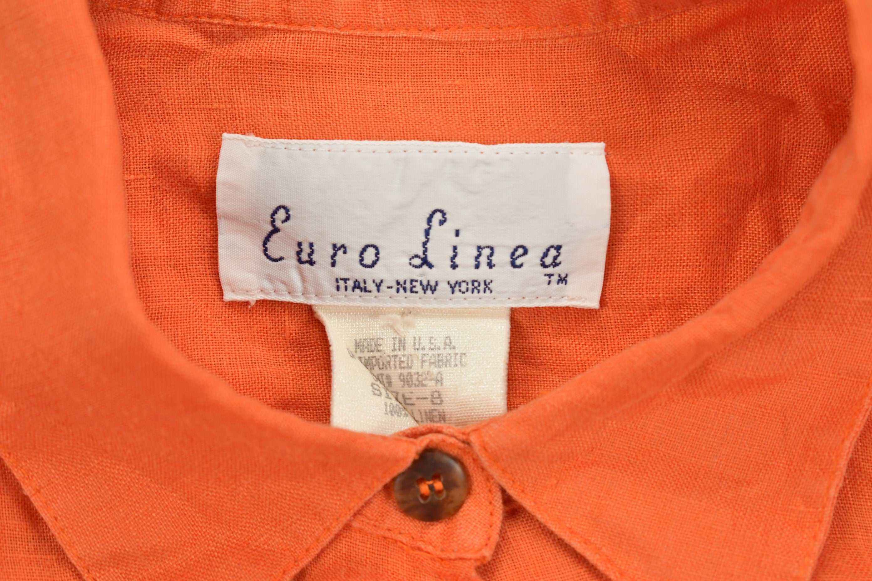 Vintage 1990s Blank Orange Button Up Shirt