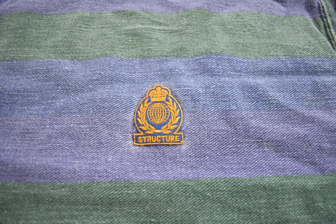 Vintage 1990s Structure Striped Embroidered Crewneck Sweatshirt Made In USA