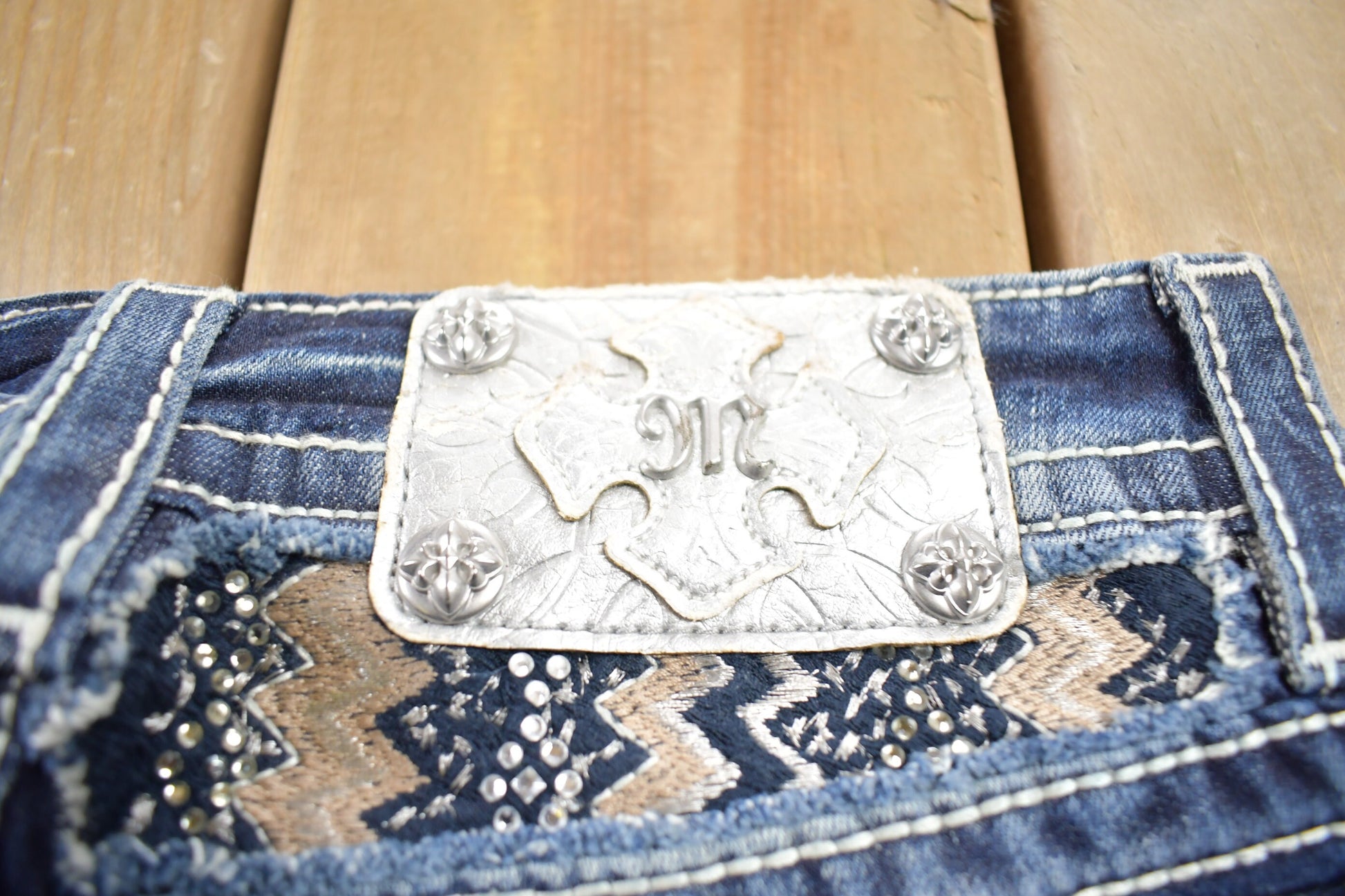Vintage Y2K Miss Me Bedazzled Low Rise Jeans Size 26x34