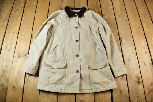 Vintage 1990s Lands End Field Jacket / Workwear / Streetwear / Corduroy Collar / Chore Jacket / Field Jacket / Field Coat / XL