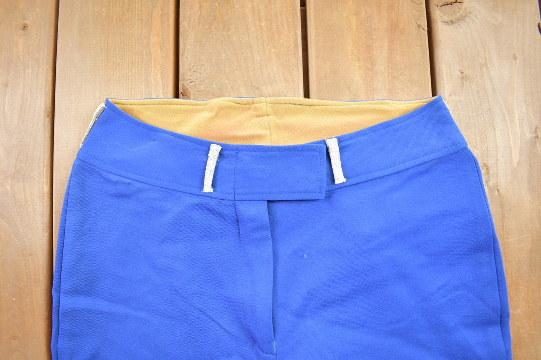 Vintage 1970s Blue Wool Trousers Size 32x25
