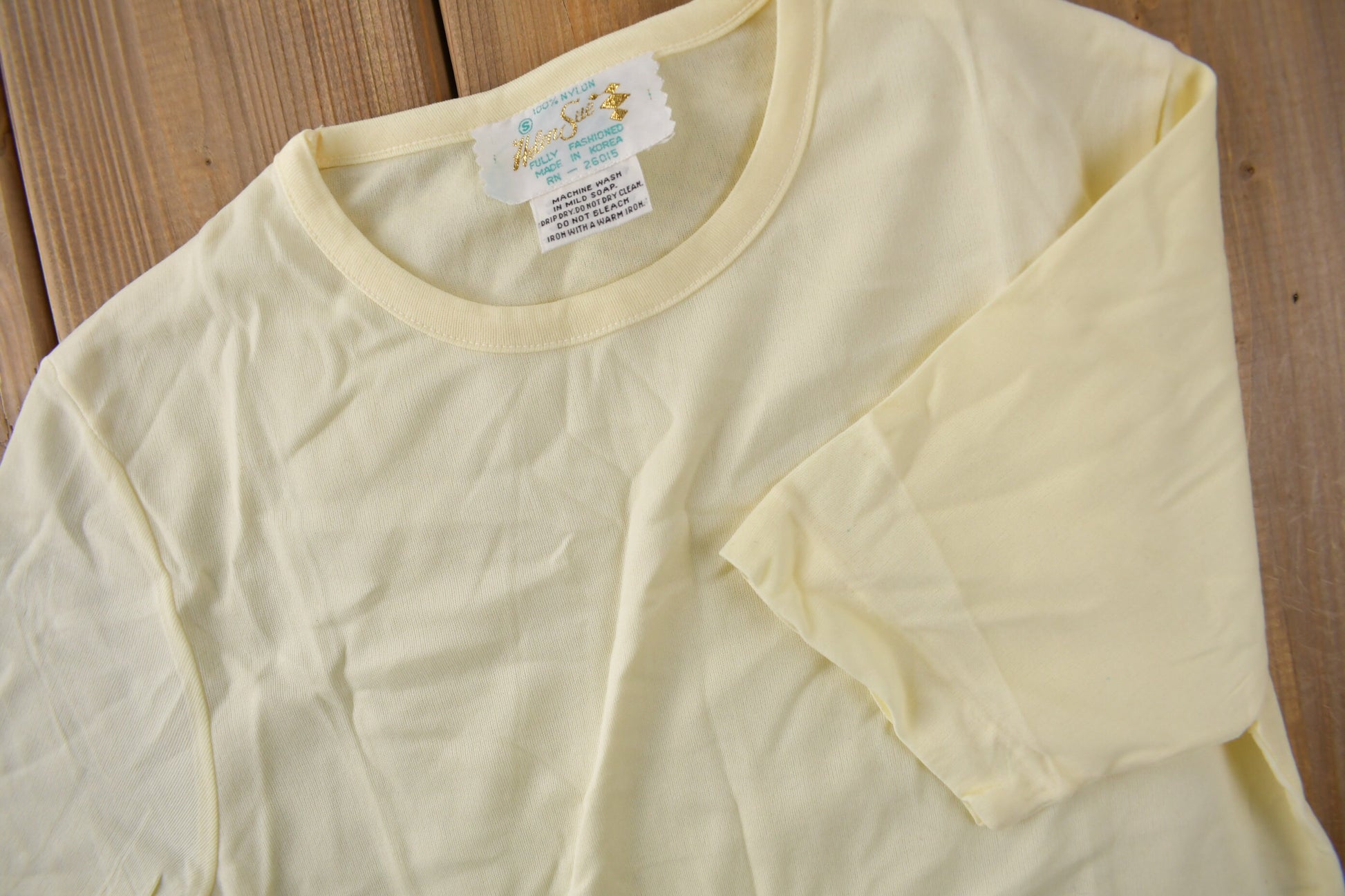 True Vintage 1960s Deadstock Helen Blank Yellow Nylon T Shirt