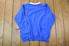 Vintage 1990s Hanes Double Collar Brilliant Blue Floral Cute Crewneck Sweater