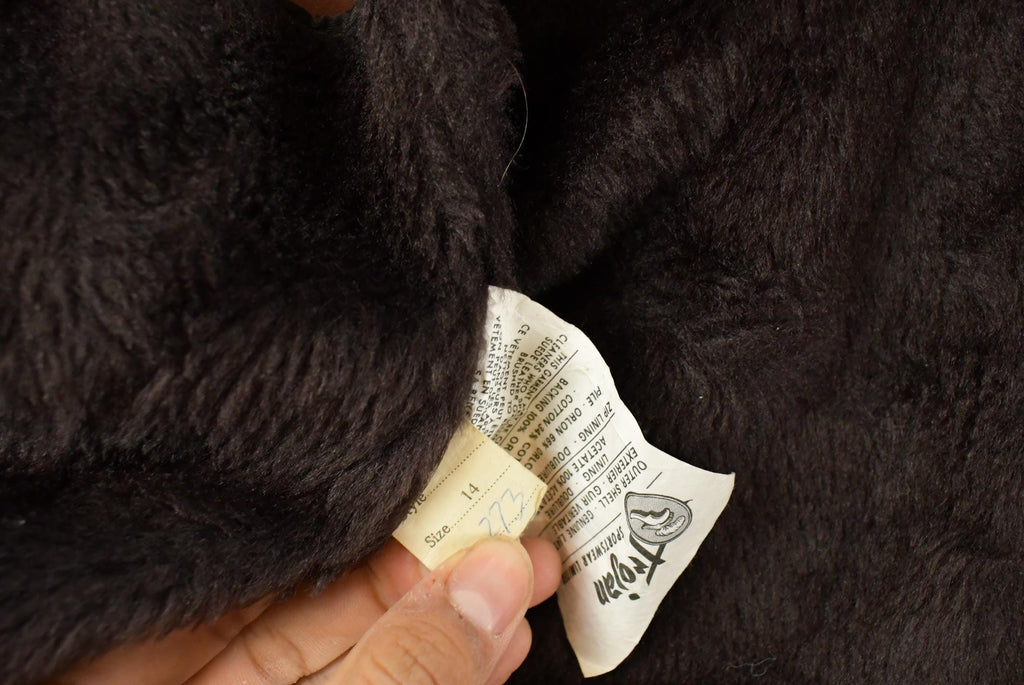 Vintage 1970s Trojan Leather Fur Collar Trench Coat Women's S