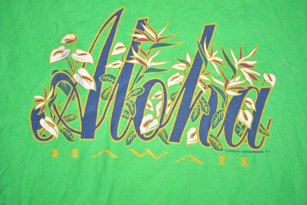 Vintage 1998 Hawaii Aloha Floral Graphic T Shirt