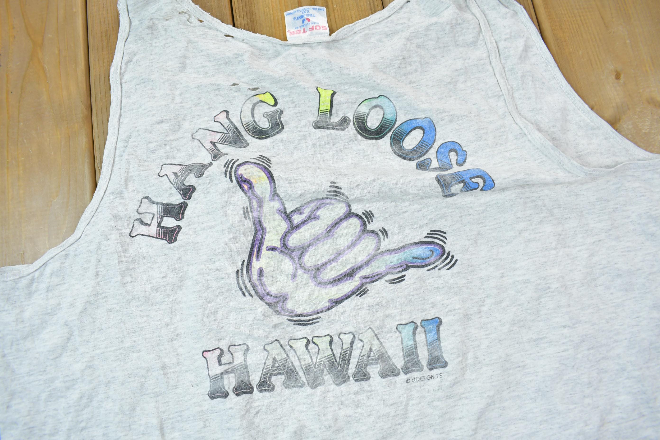 Vintage 1990s Hawaii Hang Loose Souvenir Tank Top Shirt