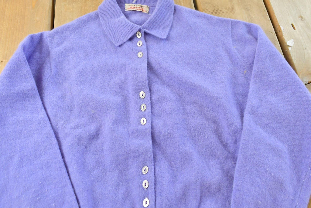 Vintage 1960s Glasgo Ltd Angora Lambswool Collared Knit Sweater Women's S