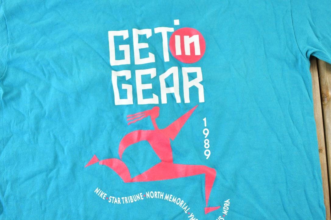 Vintage 1989 Nike Get In Gear Graphic T-Shirt