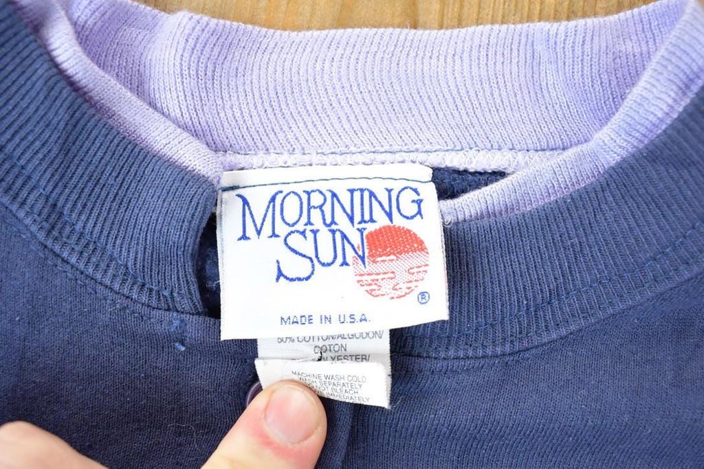 Vintage 1990s Morning Sun Cute Floral Design Double Collar Button Up Crewneck Sweater