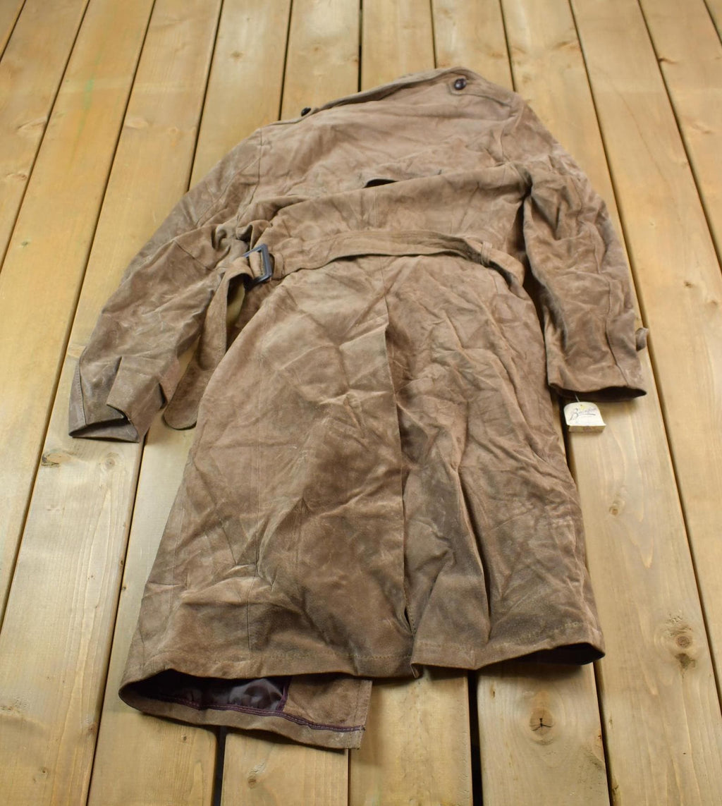 Vintage 1990s Rice ID Suede Leather Full Length Jacket
