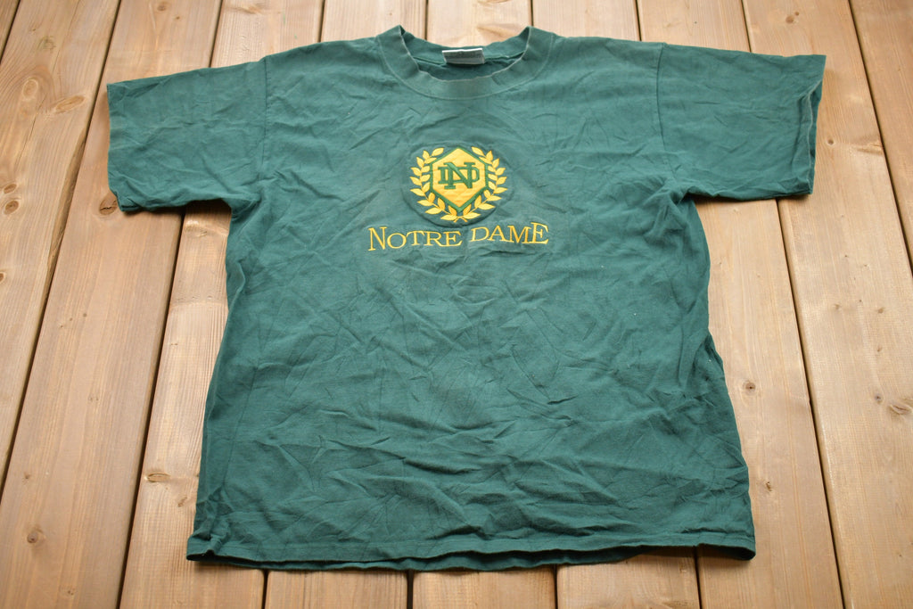 Vintage 1990s University of Notre Dame Fighting Irish Embroidered Collegiate T-Shirt